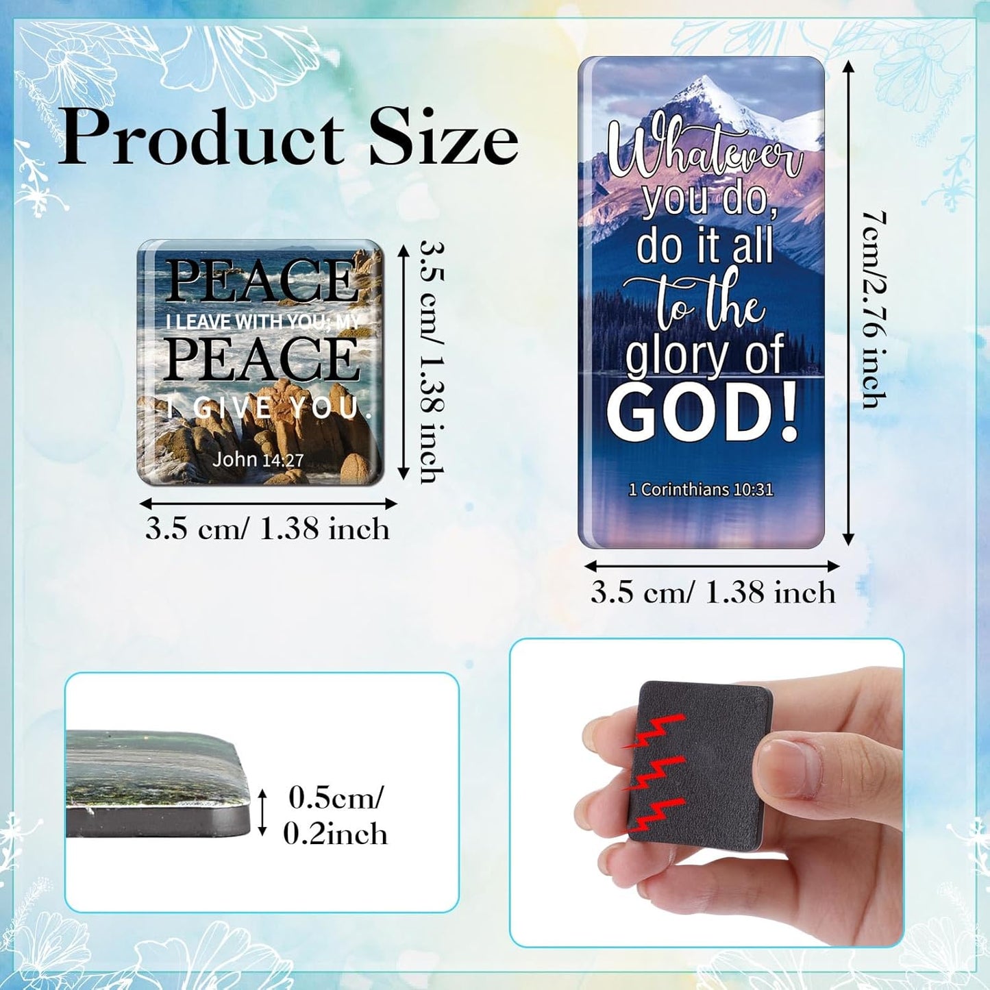 Blosssound 60 Pcs Inspirational Christian Magnets with Bible Verses Religious Refrigerator Magnet Motivational Quotes Fridge Scripture Positive Gifts for Home Office School Locker Decor(Scenery)
