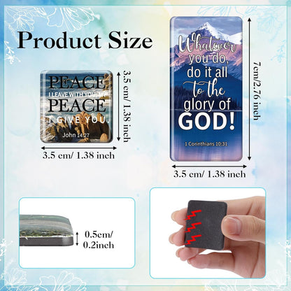 Blosssound 60 Pcs Inspirational Christian Magnets with Bible Verses Religious Refrigerator Magnet Motivational Quotes Fridge Scripture Positive Gifts for Home Office School Locker Decor(Scenery)