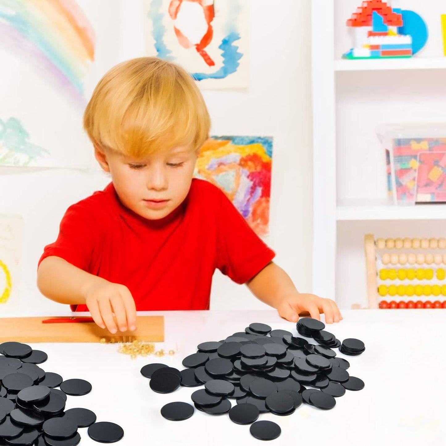 Coopay 200 Pieces 10 Colors 1-1/5 inch Plastic Learning Counters Disks Bingo Chip Counting Discs Markers for Math Practice and Poker Chips Game Tokens