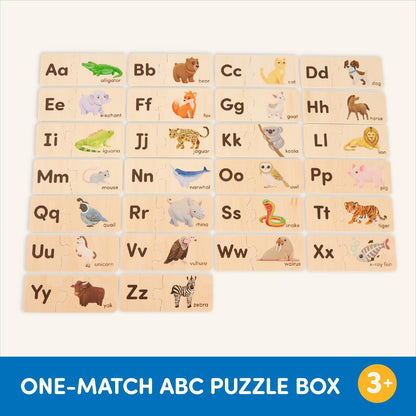 Battat – One – Match Puzzle – Alphabets Wooden Puzzle for Toddlers – Wooden Toys – Educational Toys – 3+ Years– Self Correcting Puzzles with Storage Box ABC