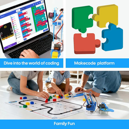microbit Smart Robotic Arm Kit, 4DF Programmable Mechanical Arm Building Kit for Makers & STEM Enthusiasts to Learn Coding, Science & Engineering, Micro:bit v2 and AA Batteries not Included