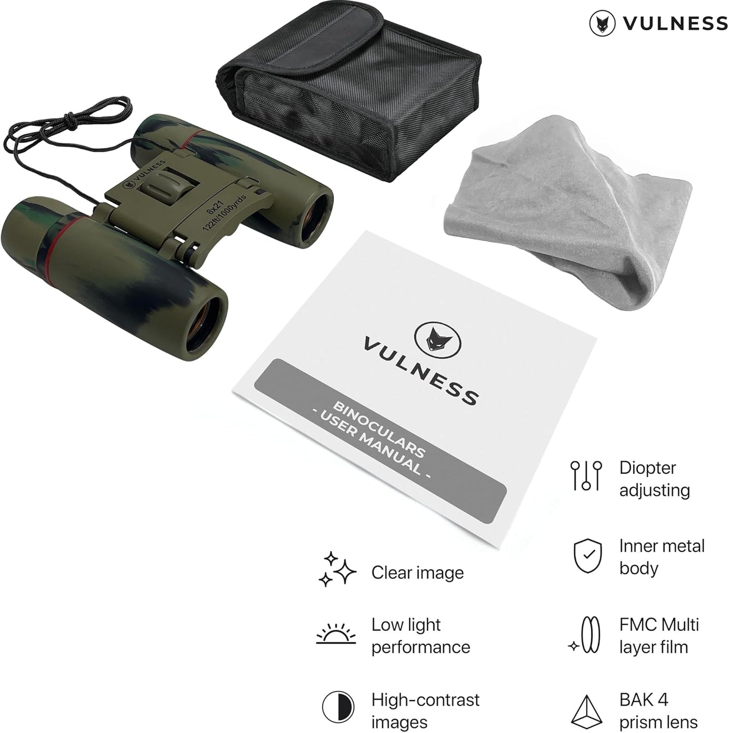 Binoculars for Adults | Compact Small Mini Travel Binocular for Bird Watching High Powered Electronics Cruise Ship Essentials Norwegian Alaska Must Haves Hiking Camping Gear a by VULNESS (Black, 8X21)