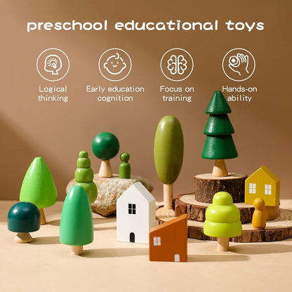 Promise Babe Wooden Baby Toys Balance Counting Toys Math Games Unfinished Wooden Peg Dolls Preschool Learning Educational Montessori Toys for Kids Toddlers