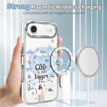 for iPhone 17 Pro Max Case [Compatible with Magsafe],Girls Women Clear Magnetic Case Silicone Shockproof Protective Cover with Pattern Colorful Motivational Letters