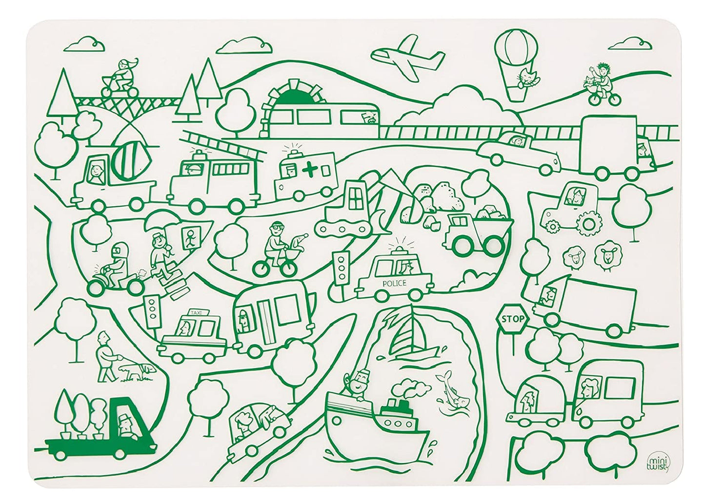 Modern-Twist 100% Plastic Free Silicone Waterproof, Dishwasher Safe Doodle Mat, Single Mat, Alphabet Animals