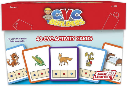 Junior Learning: CVC Word Builders, 48 CVC Activity Cards, Phonemic Awareness, Helps Children to Recognize and Understand Basic Sounds in Words, Self Checking Feature, For Ages 4 and up