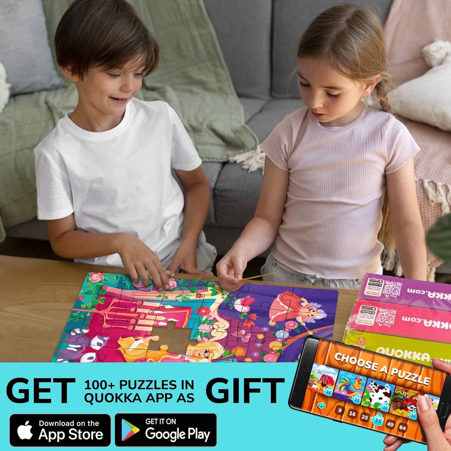 QUOKKA Puzzles for Kids Ages 4-6 - Set of 4x60 Jigsaw Puzzles for Toddlers 3-5 - Unicorn Princess Animals Toys for Children 6-8 yo - Gift Educational Game for Boys & Girls