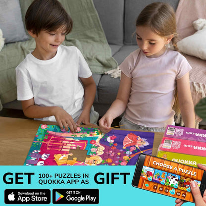 QUOKKA Puzzles for Kids Ages 4-6 - Set of 4x60 Jigsaw Puzzles for Toddlers 3-5 - Unicorn Princess Animals Toys for Children 6-8 yo - Gift Educational Game for Boys & Girls