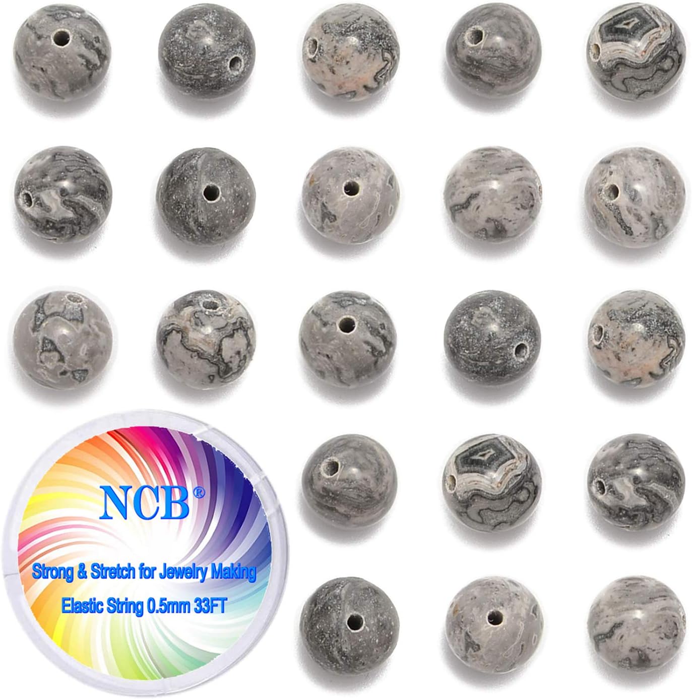NCB 100pcs Original Natural Stone Beads Gemstone Round Loose Beads 6mm 8mm 10mm (Blue Aventurine, 6mm 100Beads) - Colors B