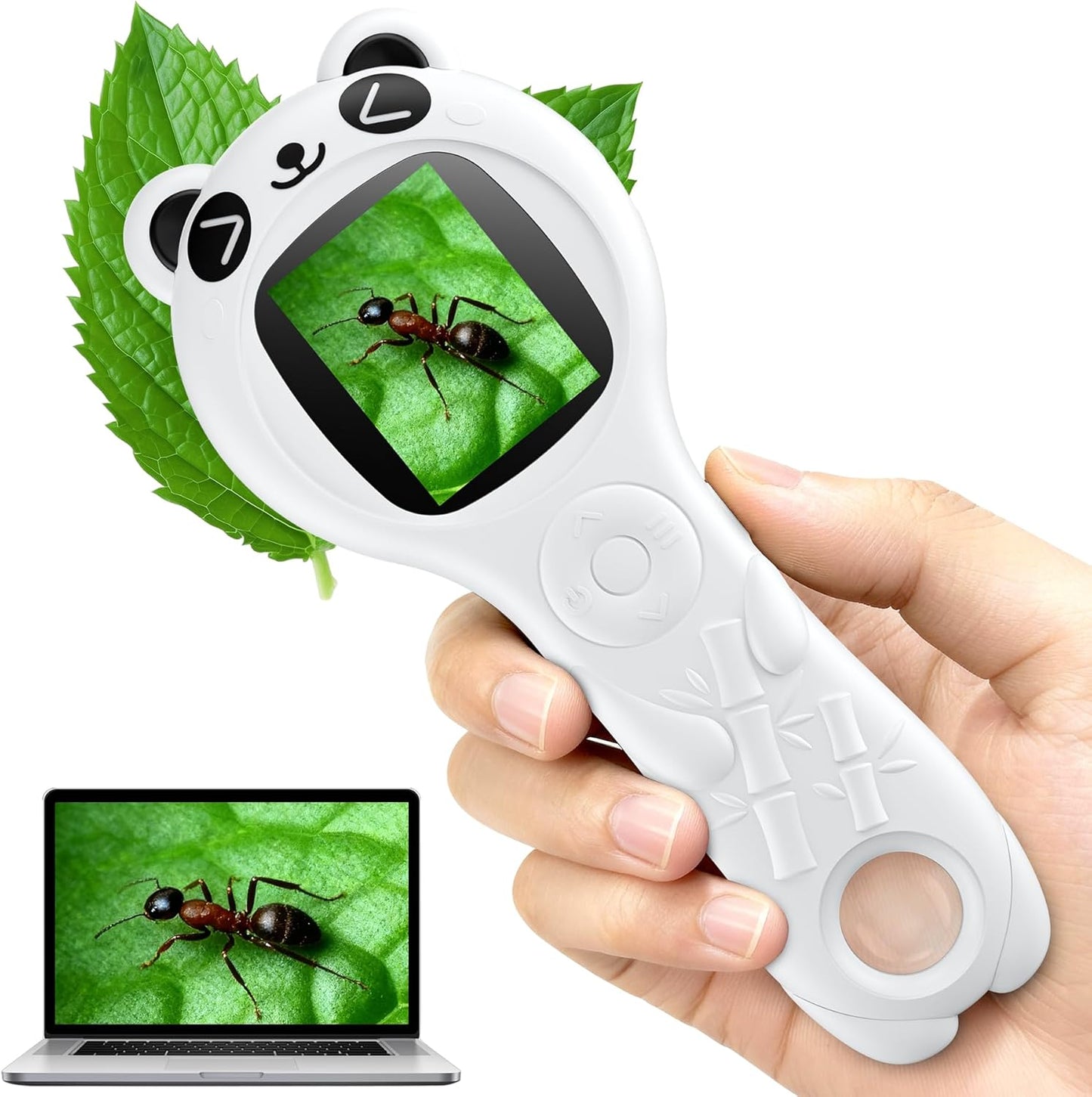 Microscope for Kids - Mini Pocket Digital Kids Microscope, Portable Handheld USB 500X Magnifying Glass, 4X Zoom, Christmas Birthday Gifts for Boys Girls Aged 3-12