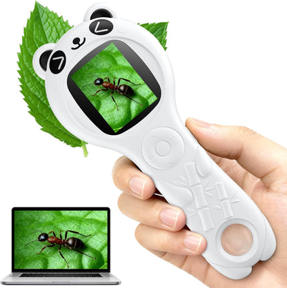Microscope for Kids - Mini Pocket Digital Kids Microscope, Portable Handheld USB 500X Magnifying Glass, 4X Zoom, Christmas Birthday Gifts for Boys Girls Aged 3-12