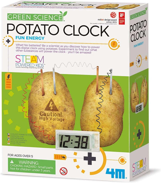 4M: Green Science: Potato Clock - DIY & Experience Battery-Free Renewable Energy, Power A Digital Clock, STEM Learning Craft Activity Kit, Kids Age 5+