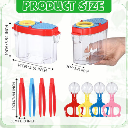 Halloscume 8 Set Bug Catcher for Kids Bug Viewer and Insects Tweezer for Students, Critter Catching Kit Magnifying Insect Cage Container Kit for Kids Outdoor Science Nature Exploration