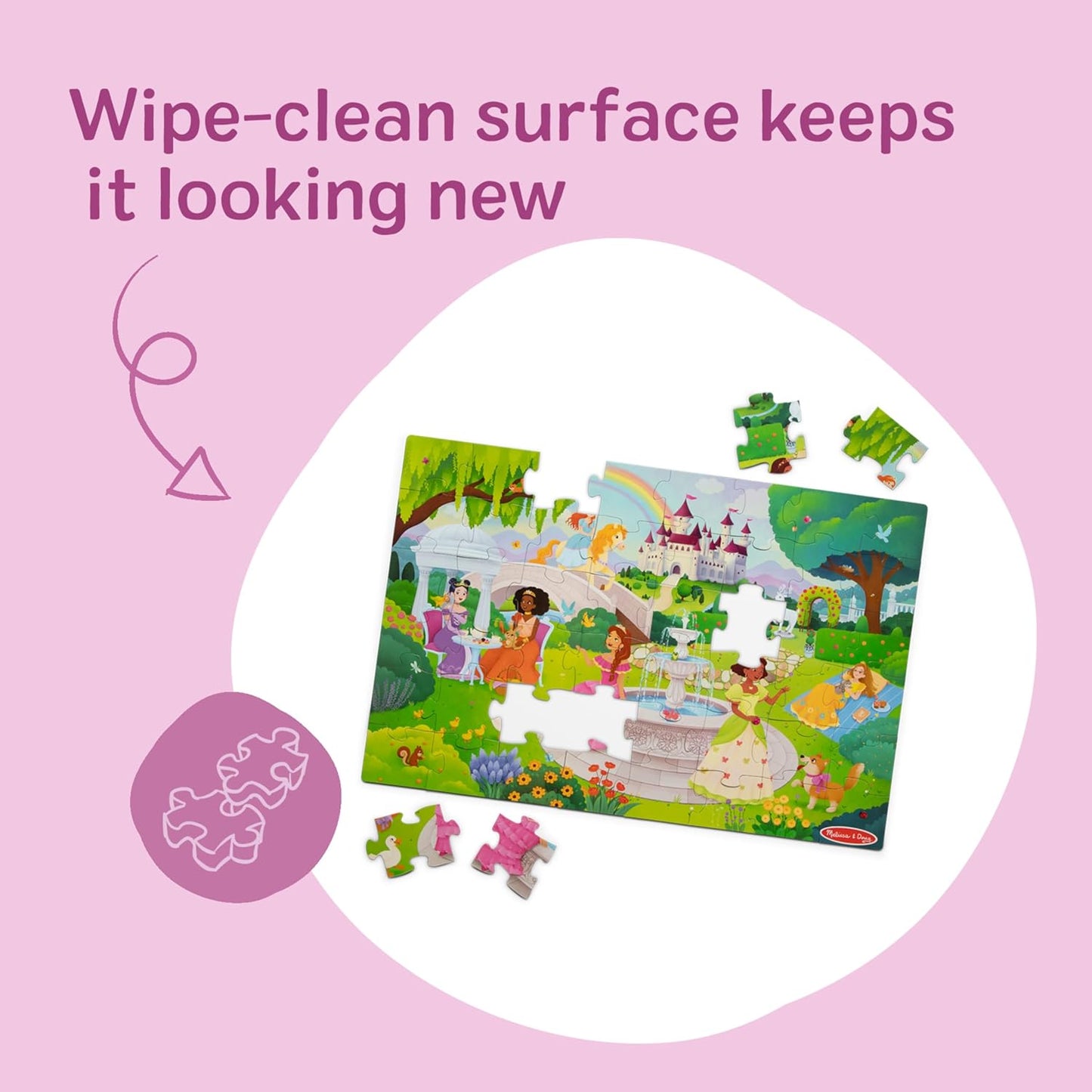 Melissa & Doug Fairy Tale Castle, Storybook Princess Themed Jumbo Floor Puzzle, 48-Piece Jigsaw Puzzle, 3 x 2 Foot Toddler Puzzles for Kids Ages 3+