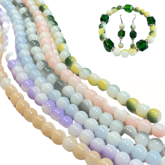 8mm Glass Beads Round Bulk for Bracelet, Glow in Dark Beads, DIY Jewelry Windchime Suncatcher Party Supplies, 300 pcs