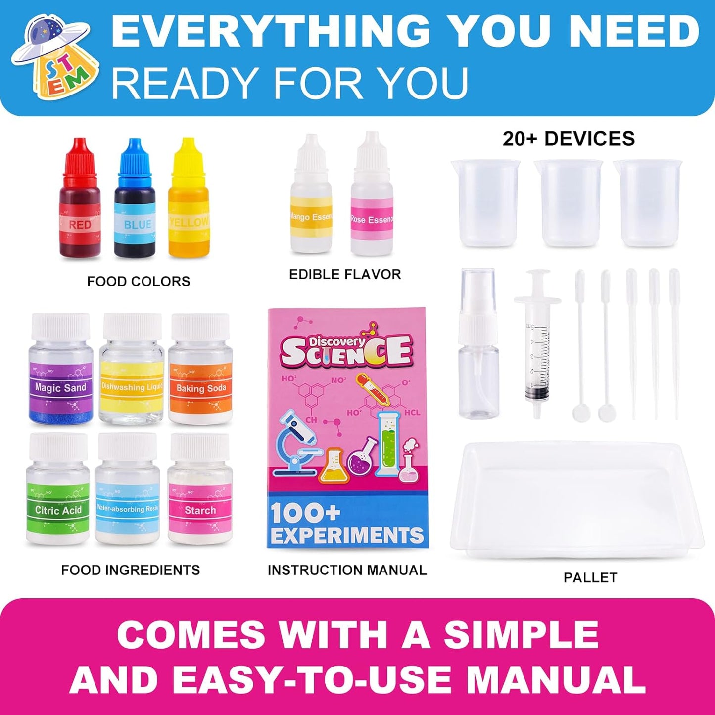 Girls Science Kit for Kids Ages 4-8 6-8 8-10, 100+ Fun Educational Experiments for Girls & Boys, STEM Projects and Science Experiments, Science Toys, Gifts for Kids