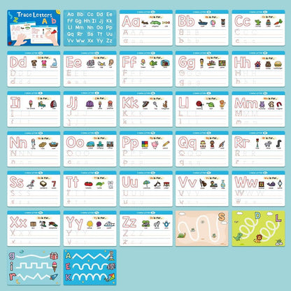Alphabet A-Z & Numbers 1-100 Tracing Practice Flash Cards Set for Preschoo Homeschool Kindergarten Toddlers 3-6, Handwriting Dry Erase Chart, Teacher Teaching Aids