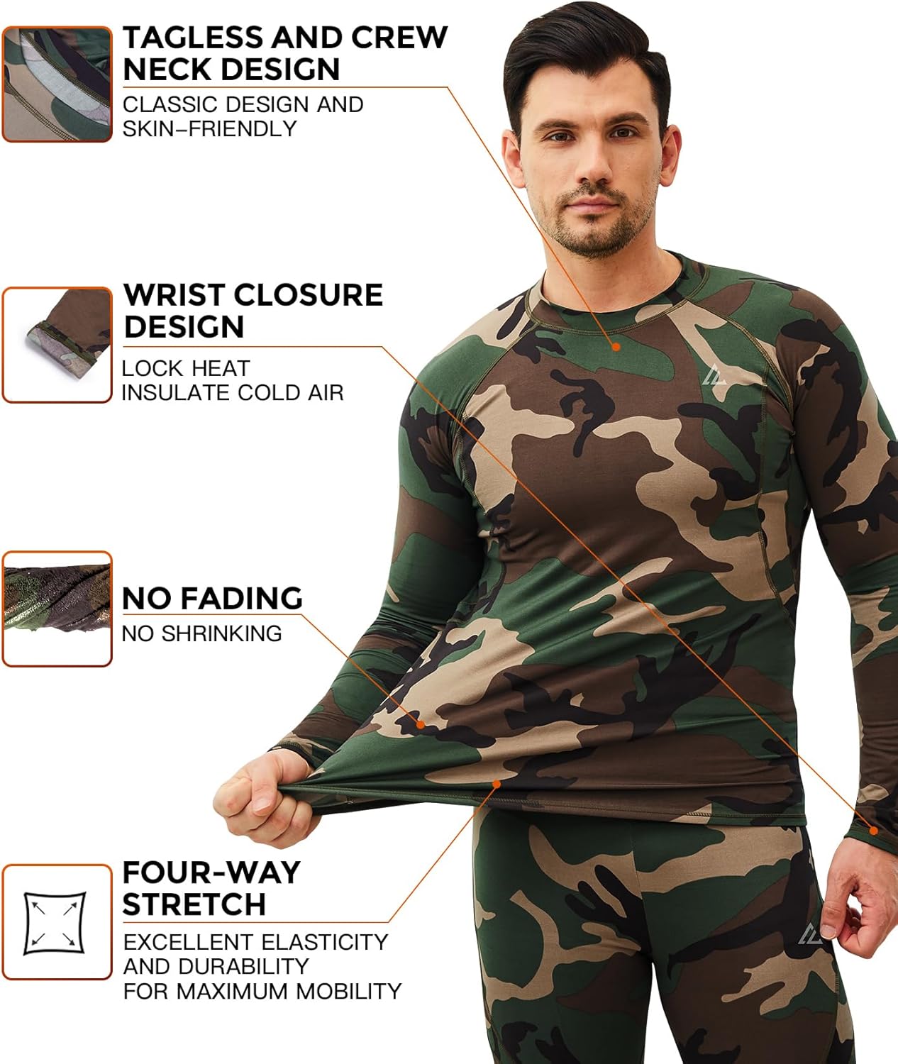 CL convallaria Thermal Underwear Long Johns Set Mens Winter Gift Hunting Gear Sport Base Layer Bottom Top - Colors A