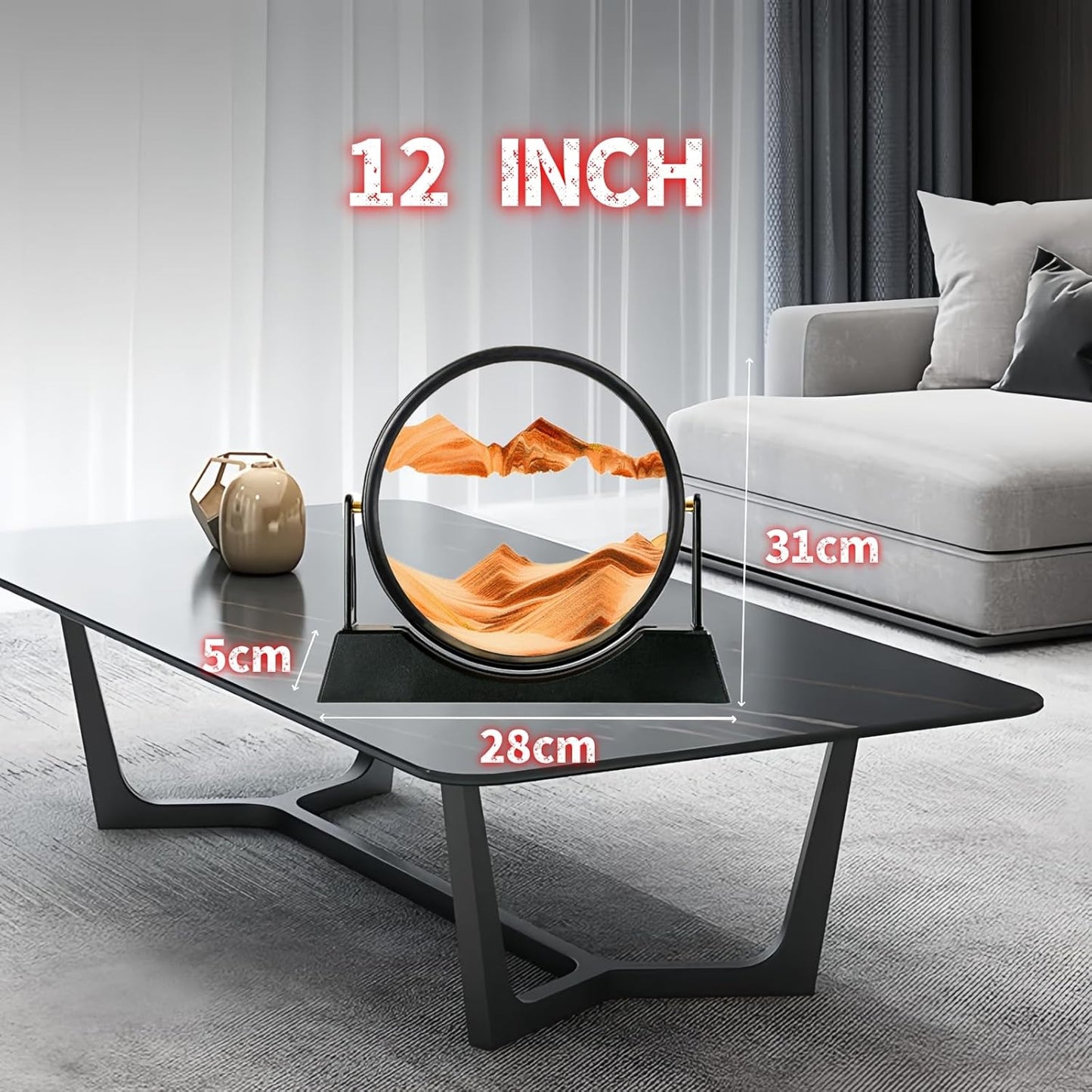 ZSDSZDZY Moving Sand Art Picture Liquid Motion, 3D Quicksand Décor, Deep Sea Sandscapes with Display Flowing Sand Frame for Relaxing, Desktop Office Home Decoration(Red)