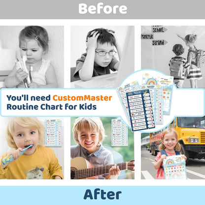 Upgraded Slider 3 in 1 Bedtime/Morning/Daily Routine Chart for Kids, Magnetic Chore Chart for Kids, Visual Schedule for Kids Toddlers Schedule Board for Home