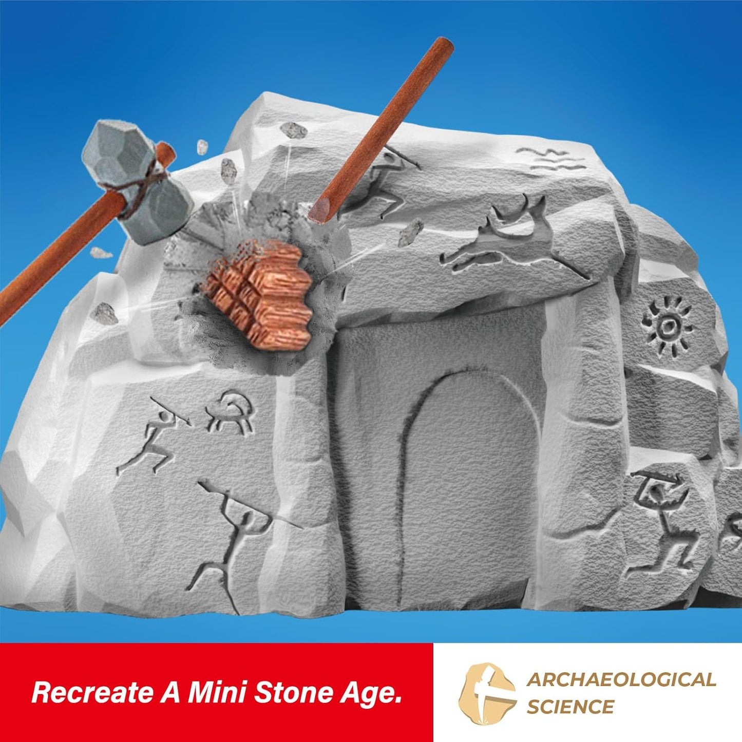 EDUMAN Stone Ages Fossil Dig Kit for Kids, Dig it Up Ancient Creatures Kit, Archaeology Kits with Mining Kit Tools, Educational Toys & Stem Toys for Kids Age 6 for Boys Girls