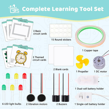 GiftAmaz Paper Circuits Kit for Kids, STEM Electric Circuit Kit, Child-Friendly Paper Circuit Board, Led Light Diodes, Copper Foil Tape, Educational STEM Toys Science Experiments Kit for Kids 8-12
