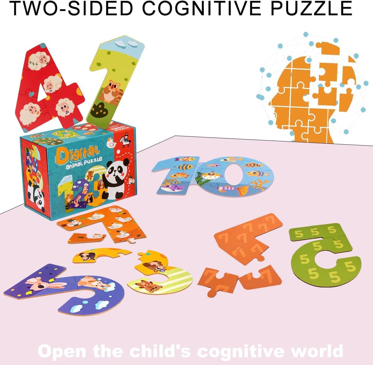 Wooden Floor Puzzles for Kids,Montessori Preschool Educational Learning Number Puzzle & Animal Puzzle Matching Games Easter Basket Stuffers Gifts for Boys Girls Ages 3+