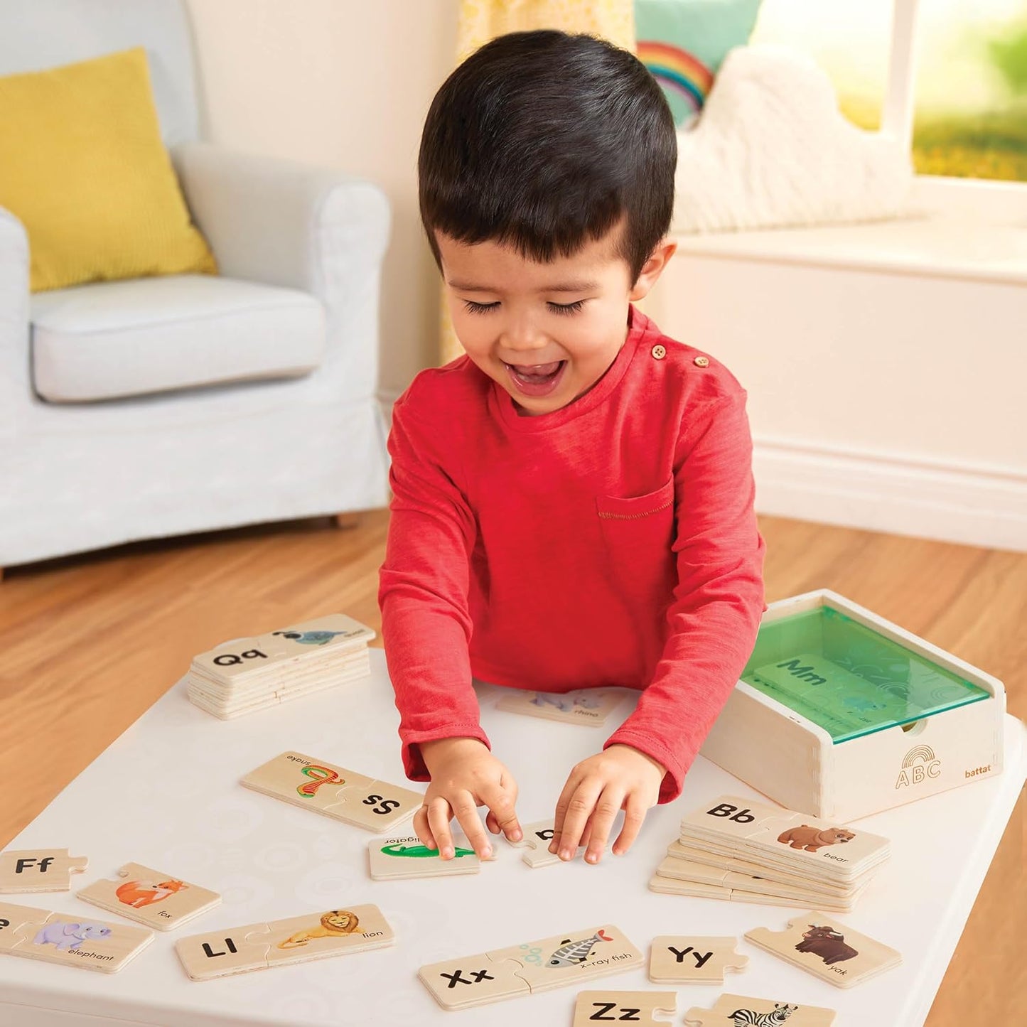 Battat – One – Match Puzzle – Alphabets Wooden Puzzle for Toddlers – Wooden Toys – Educational Toys – 3+ Years– Self Correcting Puzzles with Storage Box ABC