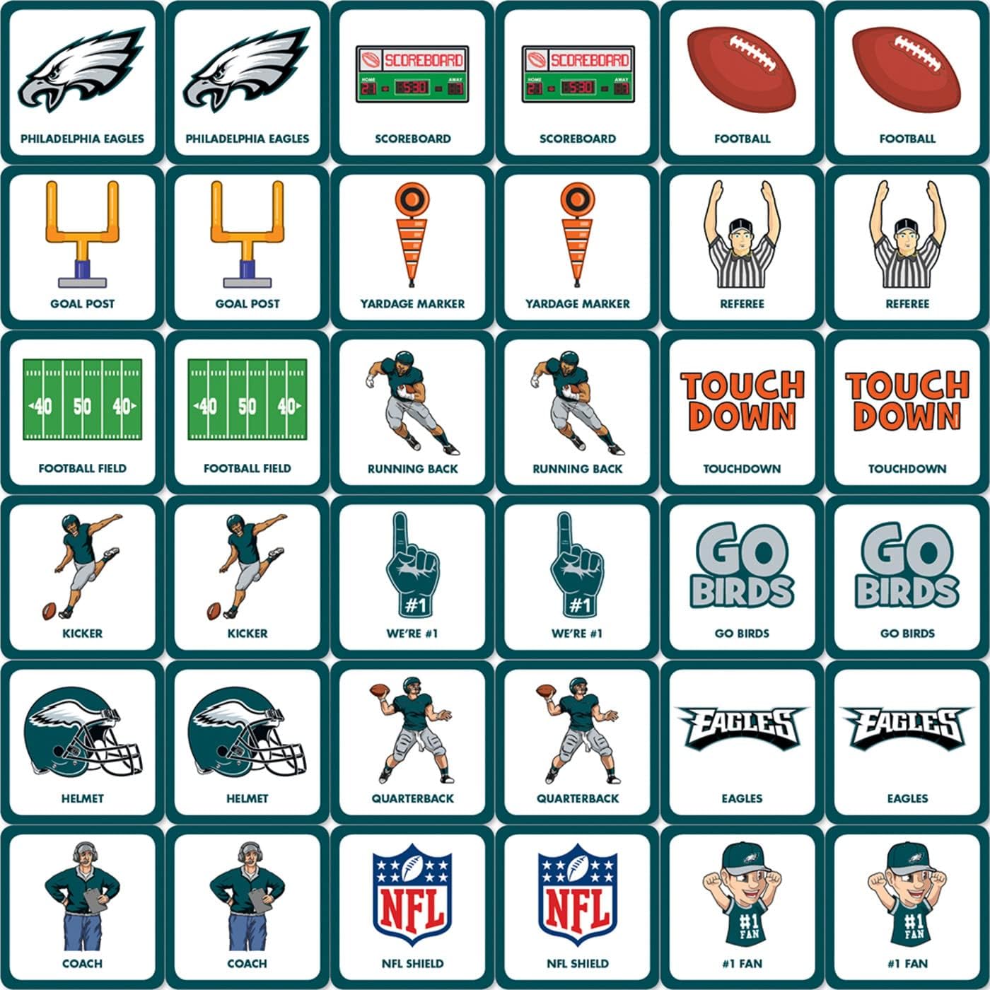 MasterPieces Sports Games - NFL Matching Game - Game for Kids and Family - Laugh and Learn
