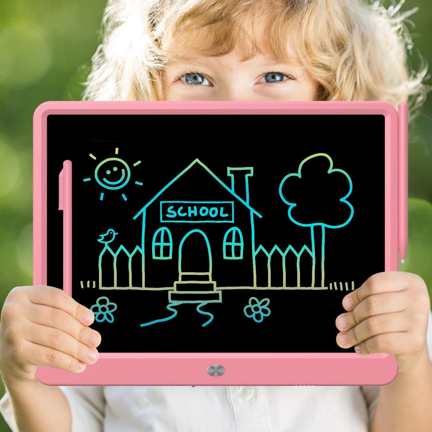FLUESTON LCD Writing Tablet for Kids, 10 Inch Doodle Board, Colorful Drawing Pad for Toddler, Educational Travel Toy Gifts for 3-8 Year Old Girls Boys, Erase Lock Writing Board