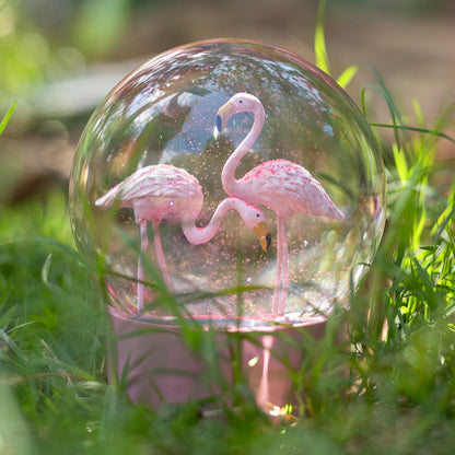ANGELLOONG Pink Flamingo Snow Globe for Kids Girls, Originality 3D Flamingo Glitter Glass Snow Globes for Adults Women Christmas Valentines Home Decor, 100MM