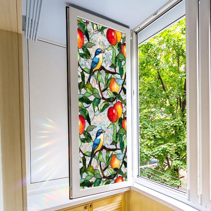 Flower Stained Glass Window Film Decorative Static Cling Stickers Sun Blocking Privacy Decals for Home Car White Lily