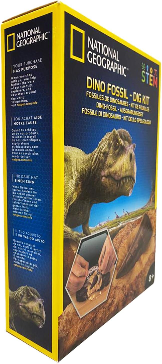 National Geographic Dinosaur Dig Kit - Fascinating Excavation Kits for Kids with Replica T-Rex Tooth and Genuine Dino Poop Fossil | STEM Educational Science Kits Gifts for 8+ Year Old Boys and Girls