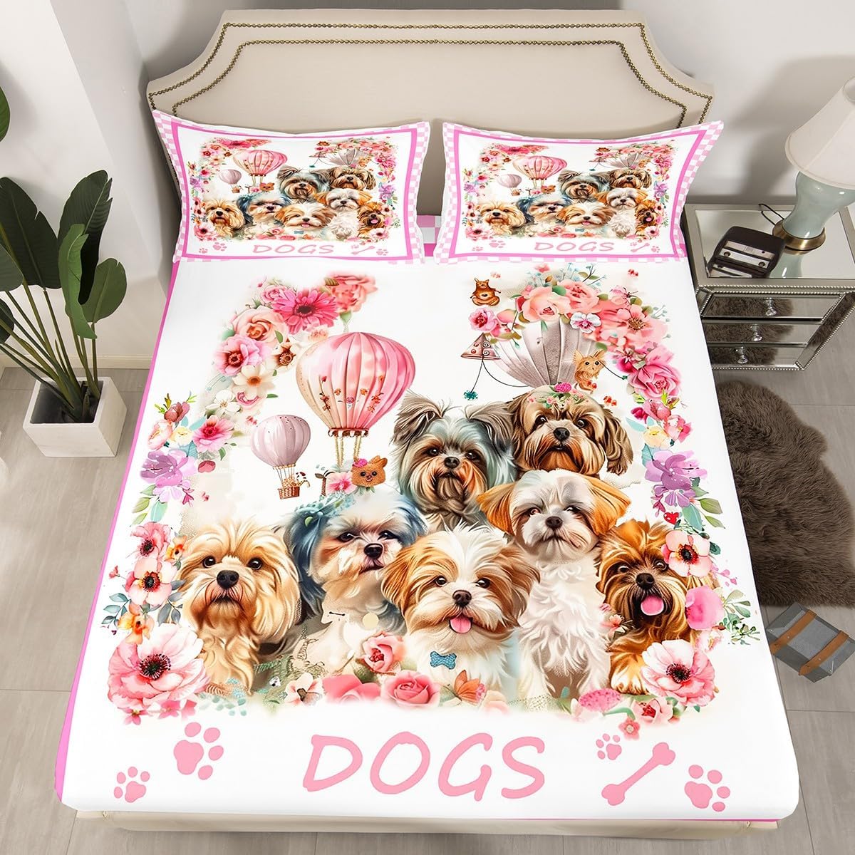 Drum Kit Fitted Sheet,Full Size Rock Music Collections Musical Instruments Theme,Soft Decorative Fabric Bedding Deep Pocket for Children Teens Young Boys Girls,with 2 Pillowcases
