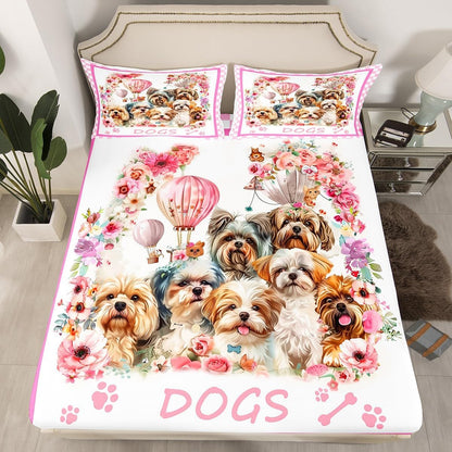 Drum Kit Fitted Sheet,Full Size Rock Music Collections Musical Instruments Theme,Soft Decorative Fabric Bedding Deep Pocket for Children Teens Young Boys Girls,with 2 Pillowcases