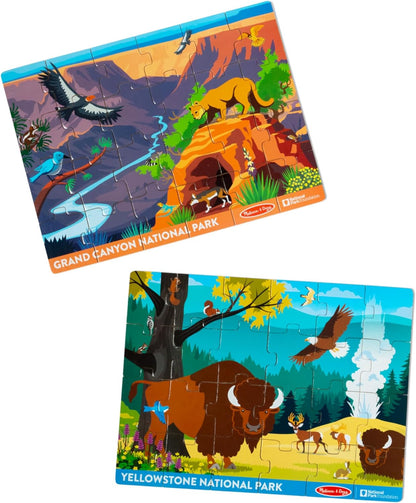 Melissa & Doug National Parks Yellowstone & Grand Canyon 24pc Jigsaw Puzzle Bundle for Boys and Girls Ages 3+