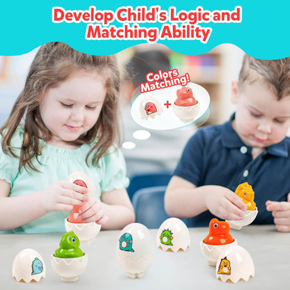 Egg Toys for Toddlers 1-3,Montessori Geometric Eggs Early Preschool Educational Learning Fine Motor Skills Color Sorting Satcking Travel Bingo Puzzle Matching Games for Kids Boys Girls