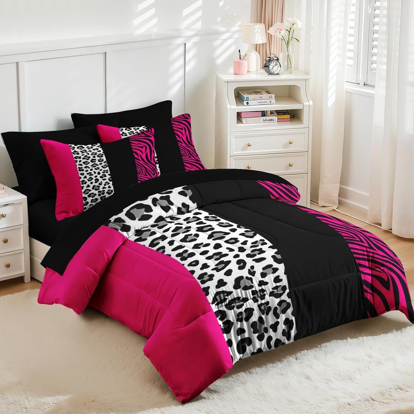 Nesker Comforter Set Twin Size, Science Lab School 5 Pcs Bedding for Kids and Adults, Medical University Chemistry Bed Sheet Sets with Fitted Sheet Pillowcase & Sham