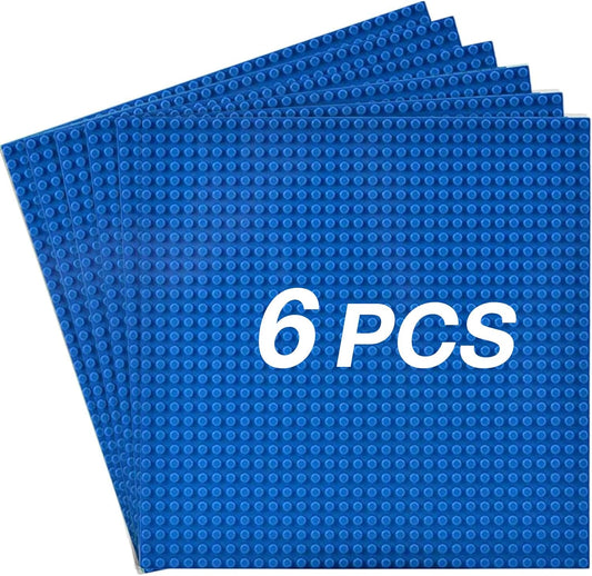 6 Pack Classic Baseplates Building Base Plates for Building Bricks 100% Compatible with Major Brands-Baseplates 10" x 10", (Multicolor)