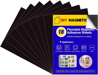 Adhesive Magnetic Sheets for Letter Size 8.5x11 (Pack of 8),Magnet Sheets with Self-Stick Adhesive for Home/Classroom/Office,Easy Cut DIY Paper Craft Magnet