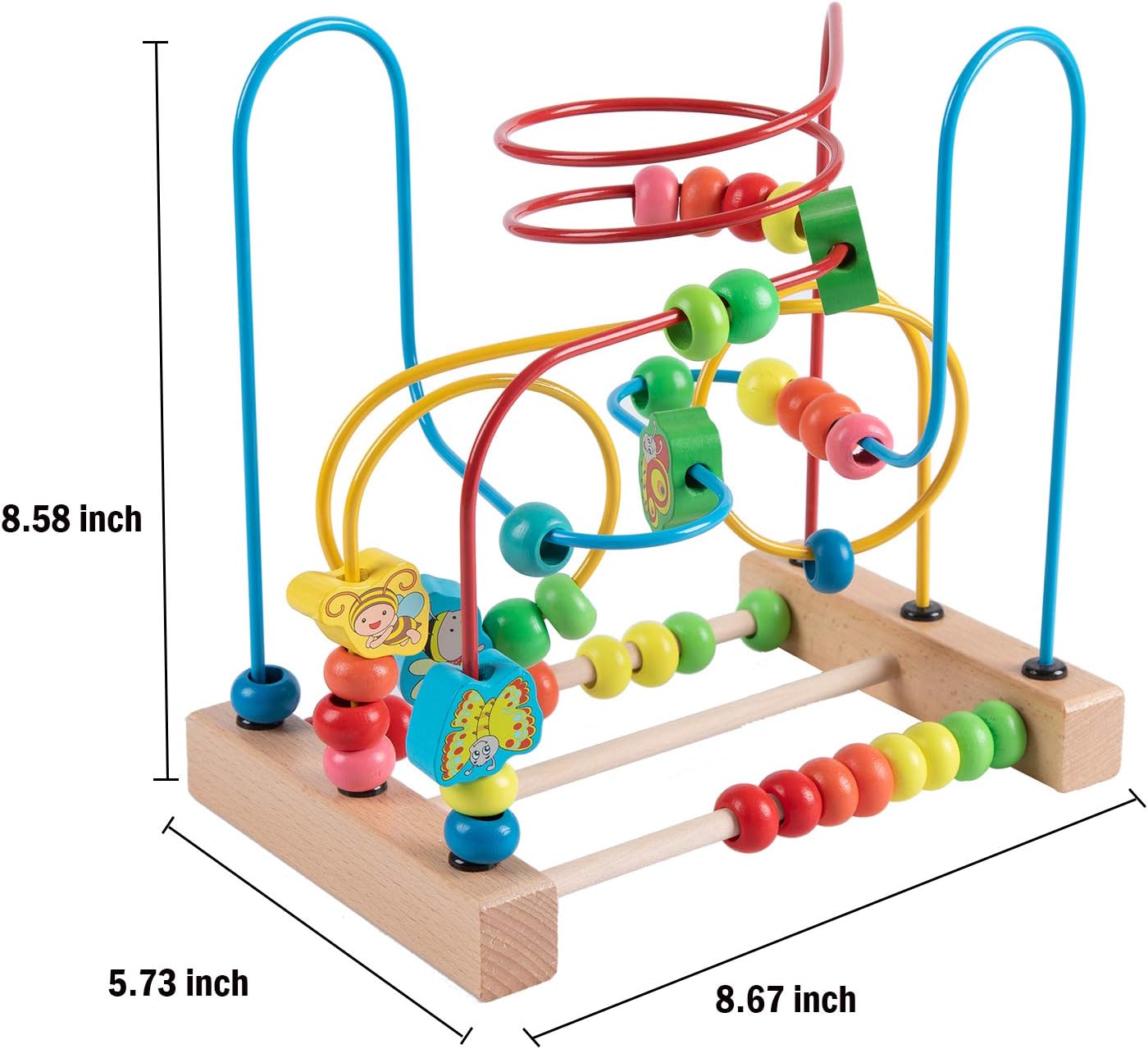 Joqutoys Bead Maze Toy for 1 2 3 Year Old Kids, Wooden Colorful Roller Coaster Circle Toys, Early Educational Toys for Toddlers, First Birthday Gifts for Boys Girls