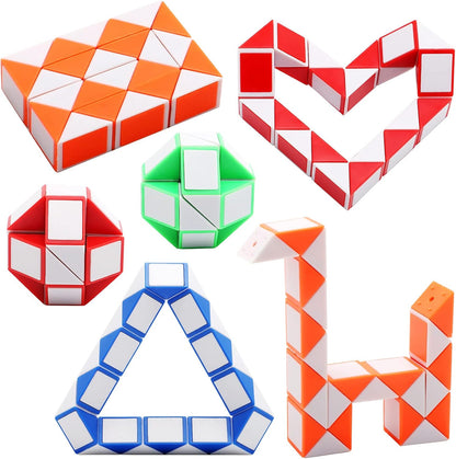 Yeetec 24 Pack 24 Blocks Magic Speed Cubes, Mini Snake Cube, Mini Plastic Puzzle Cube Toy for Kids Party Bag Fillers, Party Supplies, Random Color