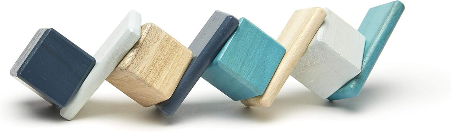 8 Piece Tegu Pocket Pouch Magnetic Wooden Block Set, Tints