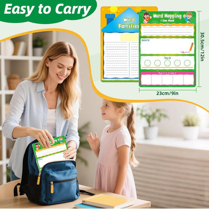 12 Packs Word Families Read and Rhyme Phonemic Awareness Dry Erase Board, Speech Therapy Phonics Games Flash Cards, Elkonin Boxes Science of Reading Spelling Manipulatives Classroom Must Have