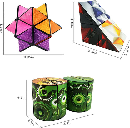 Magic Cube 2 in 1 Set Puzzle Brain Teasers Toy Geometric Brain Teaser Puzzles Geometry 3D Logic IQ Games Puzzle Cubes for Kids and Adults (Star)