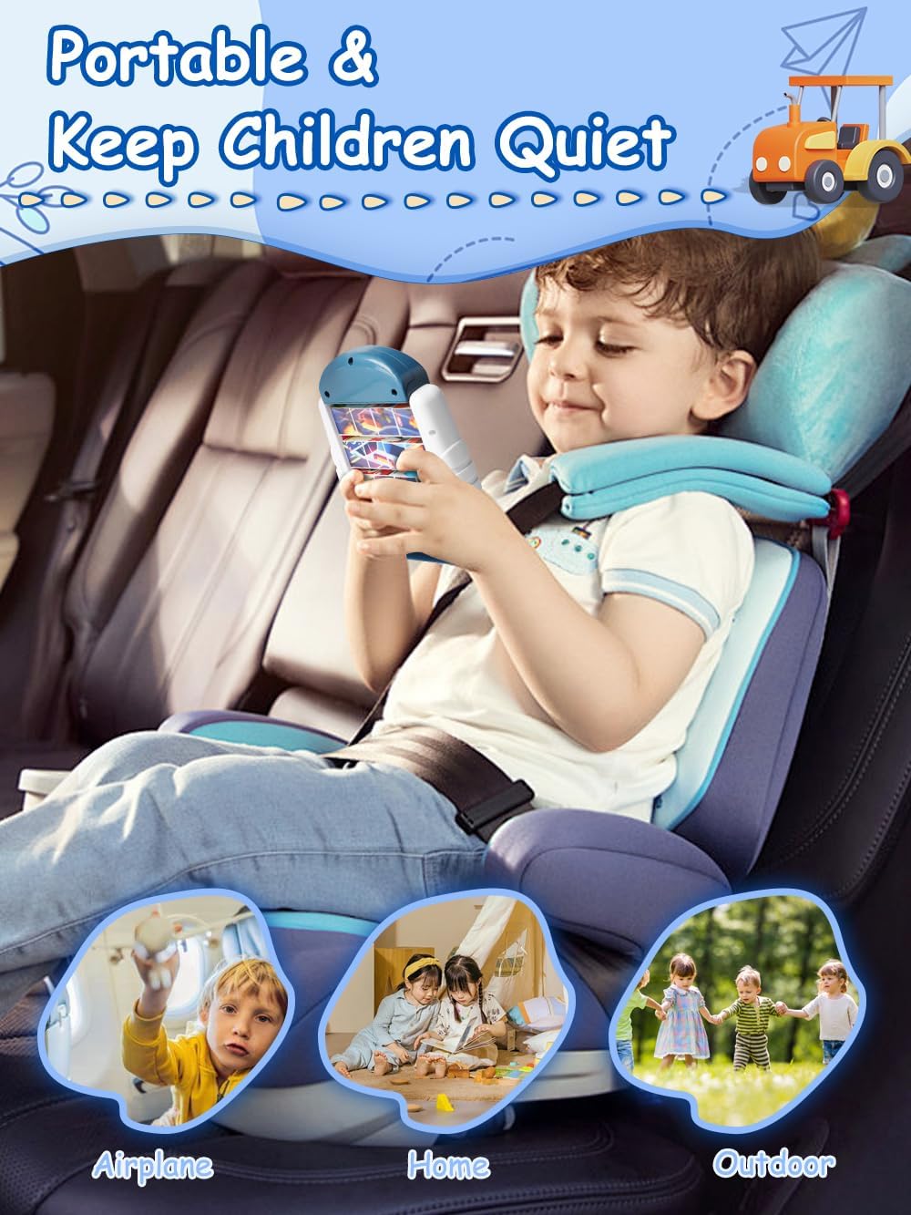 16-Piece Rotating Puzzles for Kids 4-6, Toddlers Puzzles 2-4, Road Trip, Airplane Activities Game, Travel Toys - Brain Teaser, Fine Motor Skills, Birthday Gifts Boys & Girls - Transportation