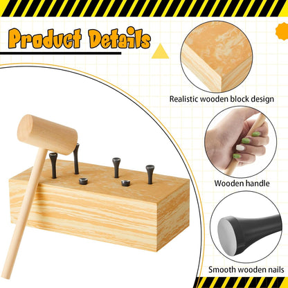 Realspring 8 Set Wooden Hammer Toys Kids Hammer Pounding Toy 8+ Year Old Carpentry Workbench Toys for Construction Birthday Party Supplies Montessori Education Boys and Girls Gift