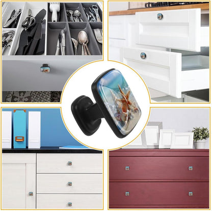 4 Pack Cabinet Knobs Drawer Pulls, 30mm Round ABS Glass Drawer Hardware Growing Butterfly Cabinet Handles with Screws for Dressers Kitchens Cupboard