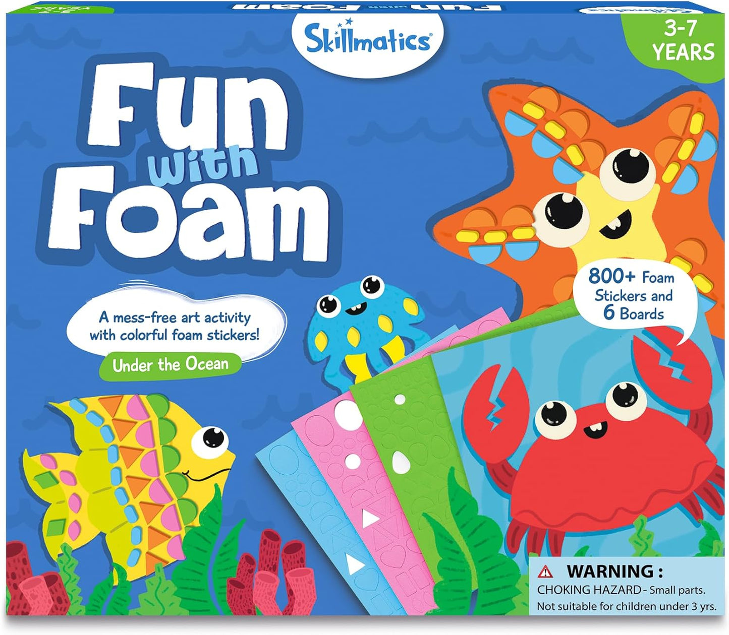Skillmatics Foam Sticker Art Activity - Animals, Mess-Free Fun for Kids, 800+ 3D Foam Stickers, DIY Felt Craft Kits, Gifts for Boys & Girls Ages 3, 4, 5, 6, 7
