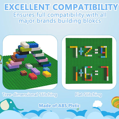 10"x10" Pack of 6 Classic Building Baseplates,Building Toy Base Boards to Build On, Brick Toy Builders Mat Compatiable with All Major Brands and Activity Table-Base plate for DIY Play (Gray)